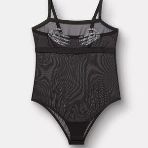 ❤️NWT TORRID BLACK MESH LINGERIE DIAMANTE RHINESTONE SKELETON HANDS - PLUS SIZE